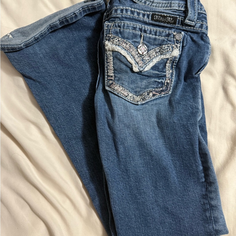Miss Me Blue Kids Jeans with Embellished Pockets